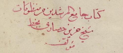 About The Only Manuscript Copy of Ahmed Hazini's Jâmiu’l-Murshidîn  Preserved In The Berlin Library 
